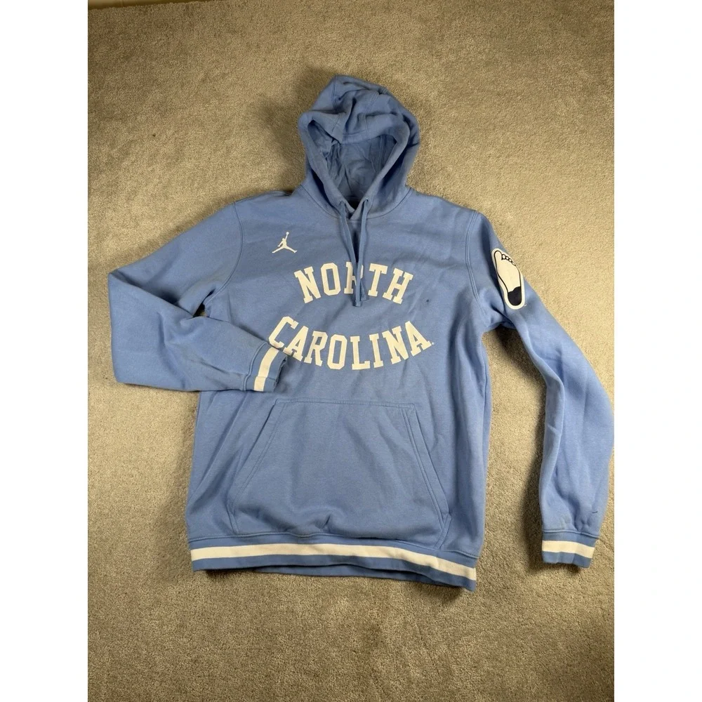 Nike Jordan North Carolina Tar Heels Hoodie Mens L Blue Authentic Jumpman NCAA *